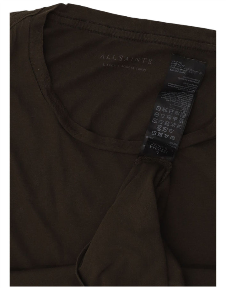 ALL SAINTS Mens T-Shirt Top Large Khaki Cotton