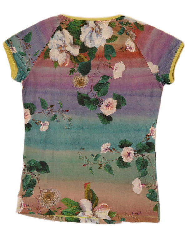 Adidas Womens T-Shirt Top XS UK 6 Multicoloured Floral Polyester