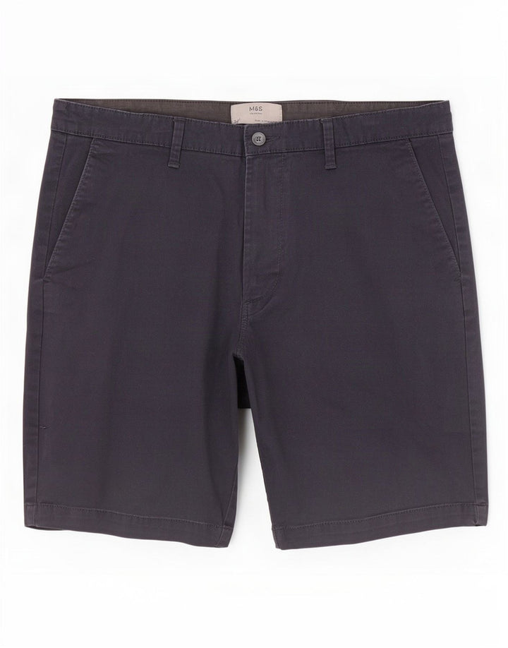 Marks & Spencer Mens Chino Shorts W34 Large Navy Blue Cotton