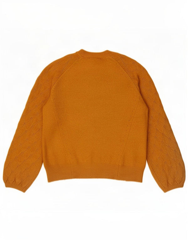 Oasis Womens Crew Neck Jumper Sweater UK 14 Medium Yellow Acrylic