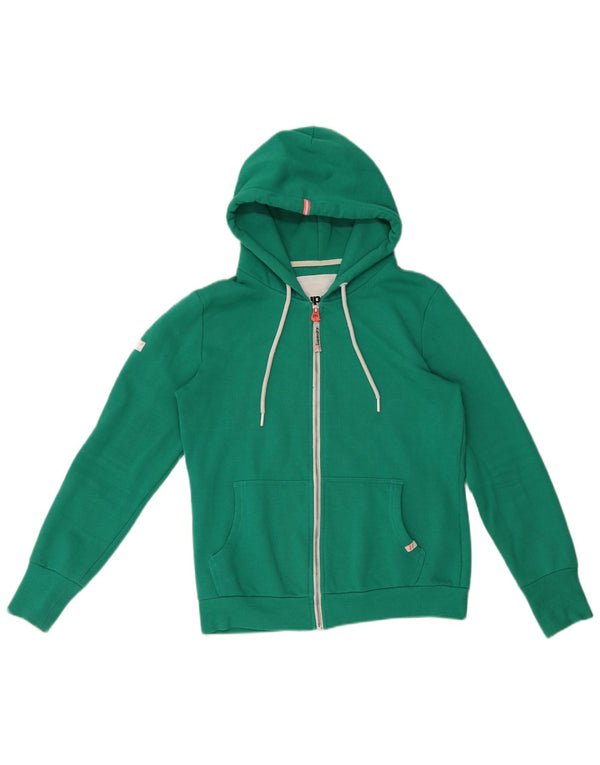 Superdry Womens Zip Hoodie Sweater UK 14 Medium Green Cotton