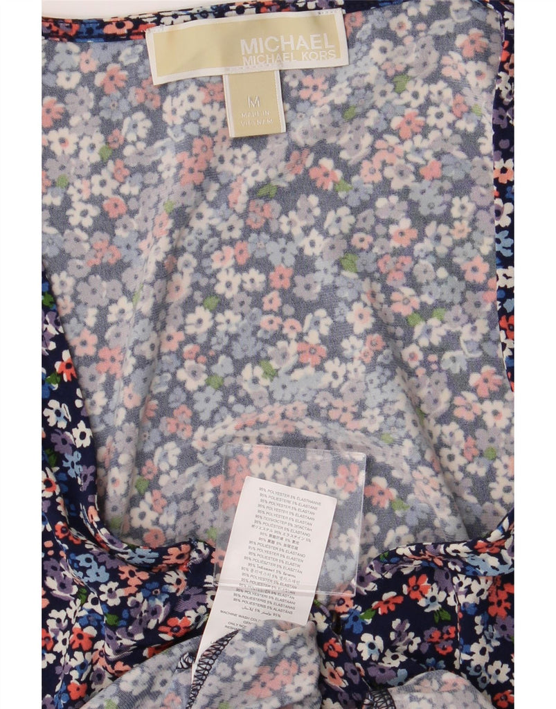 MICHAEL KORS Womens A-Line Dress UK 12 Medium Blue Floral Polyester Vintage Michael Kors and Second-Hand Michael Kors from Messina Hembry 