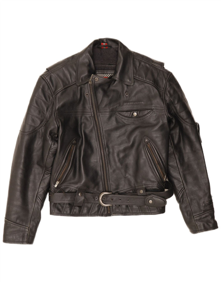 HEIN GERICKE Mens Leather Biker Jacket UK 40 Large Black Leather