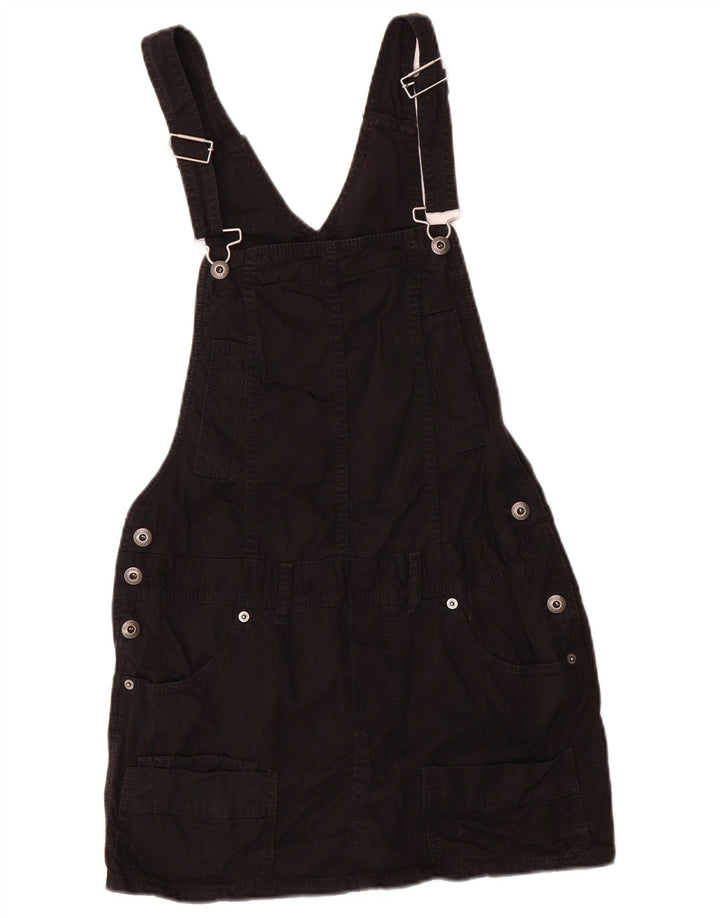 Benetton Womens Dungaree Dress IT 42 Medium Black Cotton