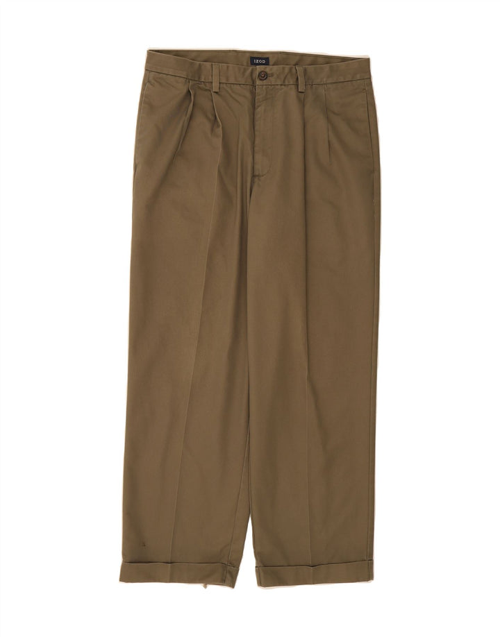 IZOD Mens Pegged Chino Trousers W36 L30 Khaki Cotton Vintage Izod and Second-Hand Izod from Messina Hembry 