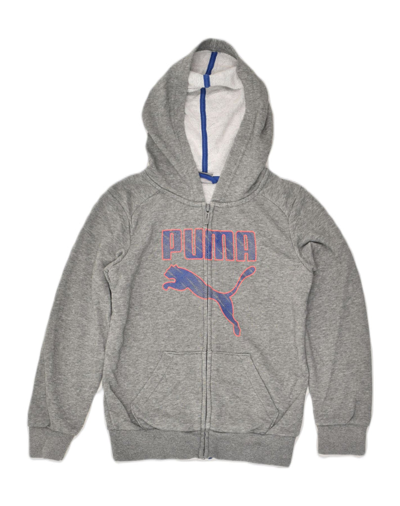 PUMA Boys Graphic Zip Hoodie Sweater 9-10 Years  Grey Cotton | Vintage Puma | Thrift | Second-Hand Puma | Used Clothing | Messina Hembry 