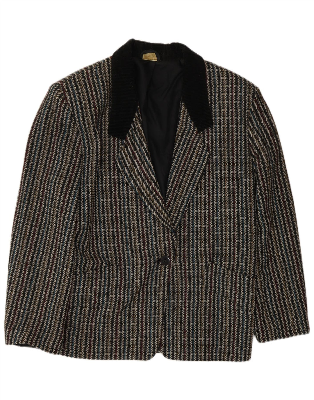 Vintage Womens 1 Button Blazer Jacket UK 10 Small Multicoloured Check