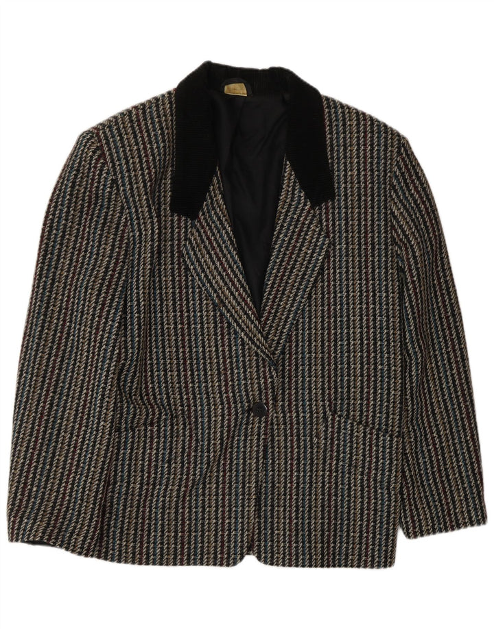Vintage Womens 1 Button Blazer Jacket UK 10 Small Multicoloured Check