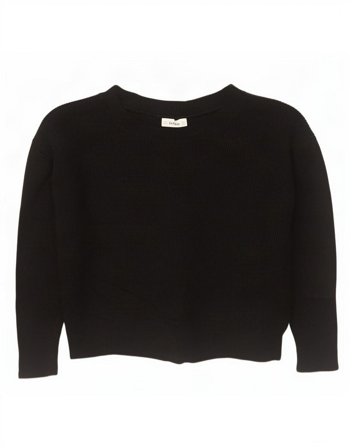 Zara Womens Oversized Boat Neck Jumper Sweater UK 14 Medium Black Viscose