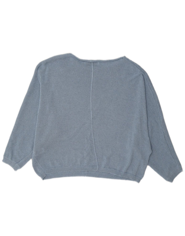 Zara Womens Oversized Boat Neck Jumper Sweater UK 10 Small Blue Polyester
