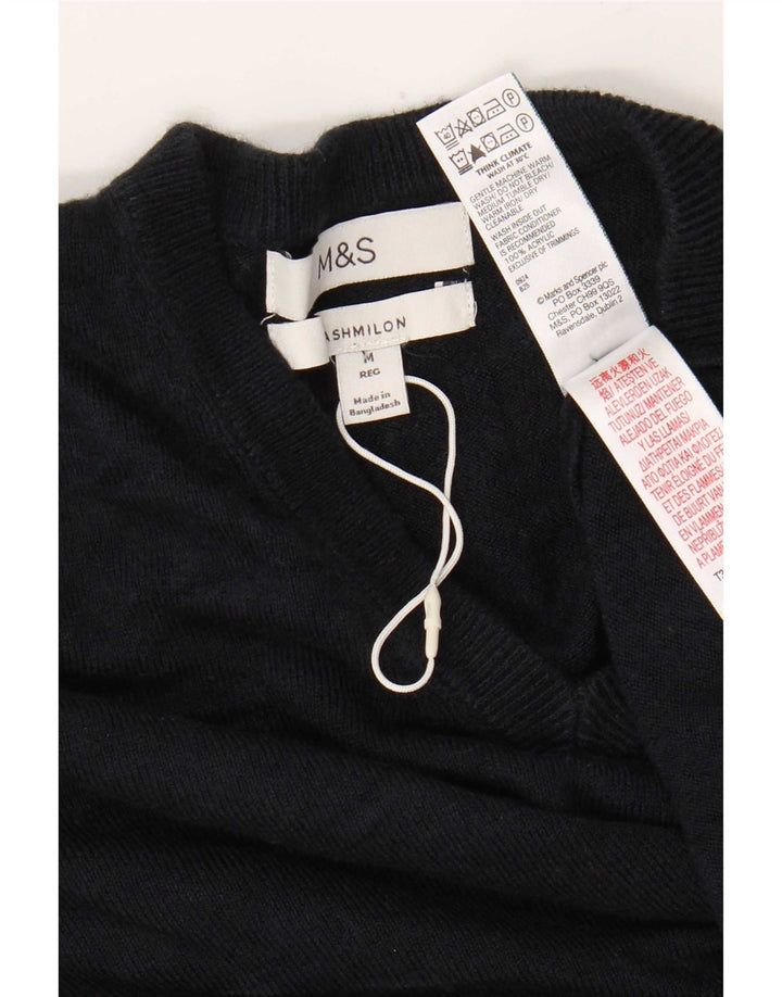 Marks & Spencer Mens V-Neck Jumper Sweater Medium Navy Blue Acrylic
