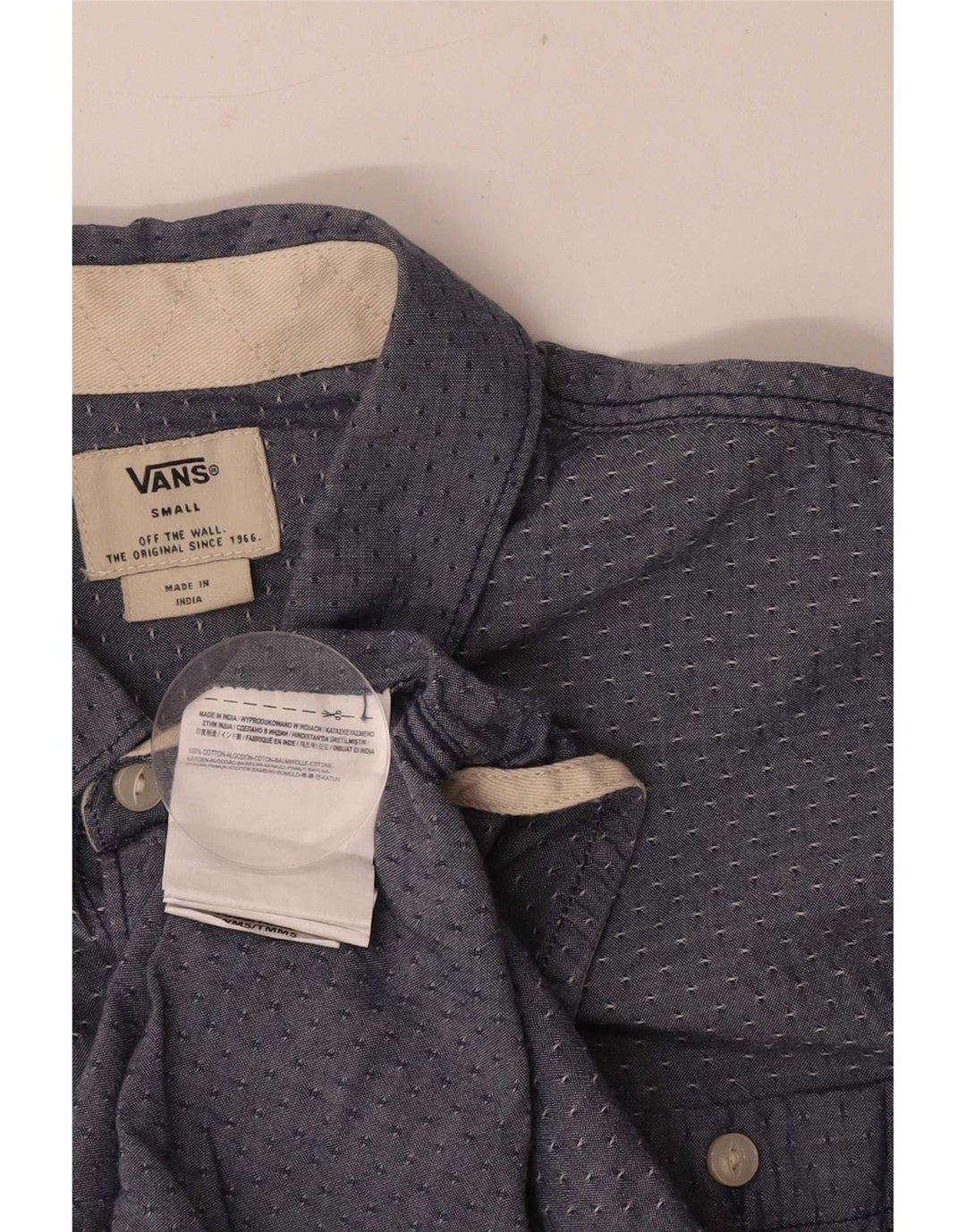 Vans Mens Short Sleeve Regular Fit Shirt Small Blue Spotted Cotton