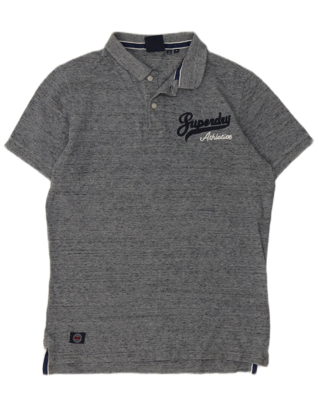 Superdry Mens Graphic Polo Shirt Medium Grey Flecked Cotton