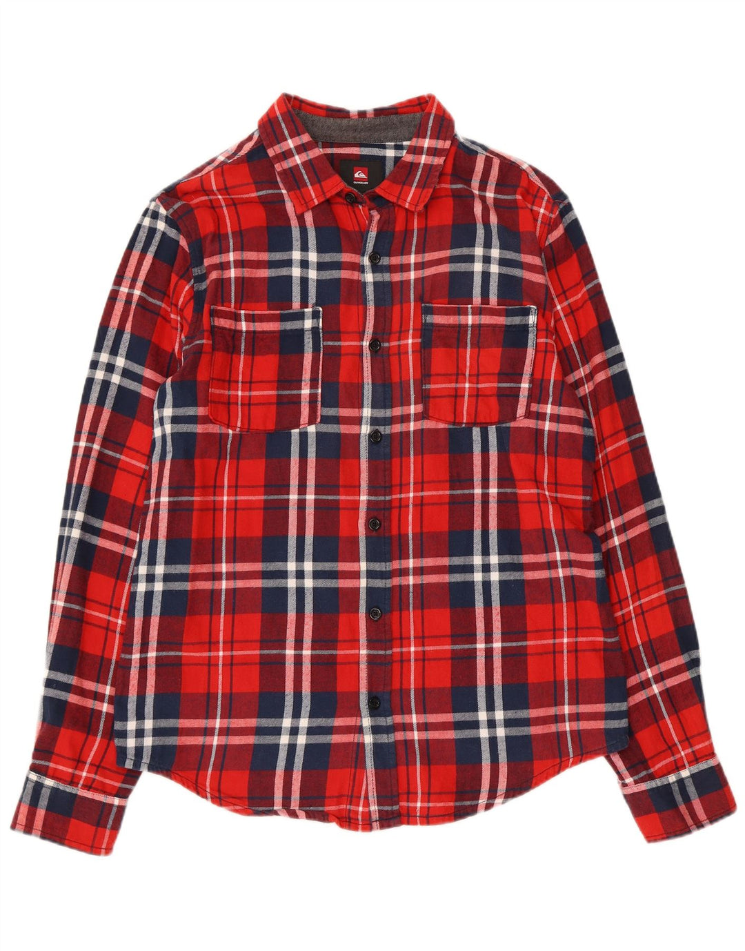 Quiksilver Mens Flannel Shirt Medium Red Plaid Cotton