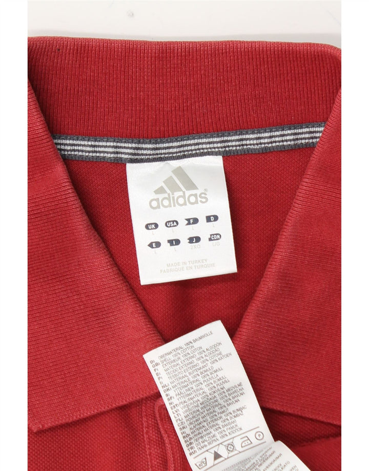 ADIDAS Mens Polo Shirt Large Red Cotton