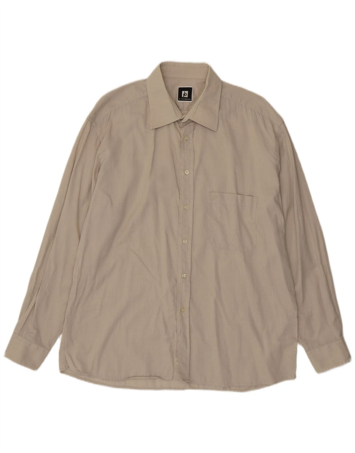 Roccobarocco Mens Shirt Size 18 45 2XL Beige Cotton