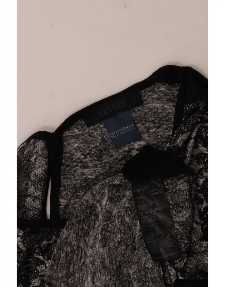 Oasis Womens Blouse Top UK 10 Small Black Floral Polyester