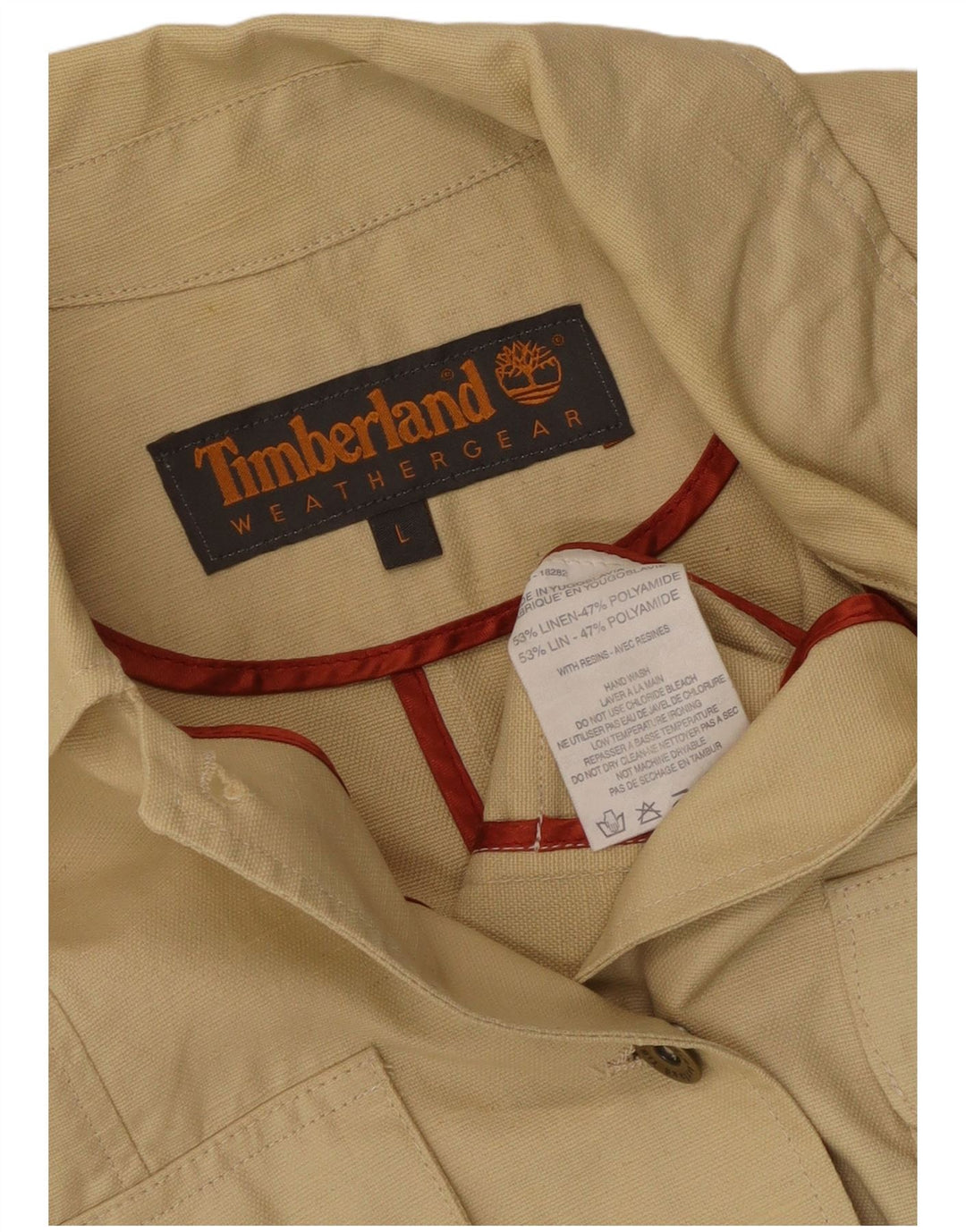 Timberland Womens Utility Jacket UK 14 Large Beige Linen