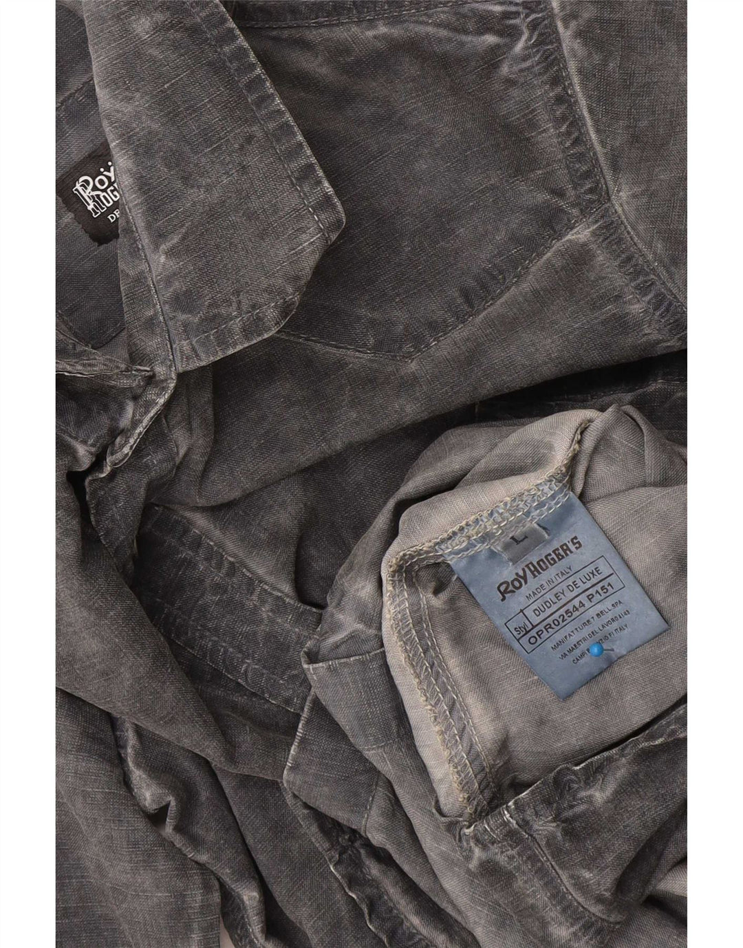 Roy Rogers Mens Acid Wash Shirt Large Grey Lyocell