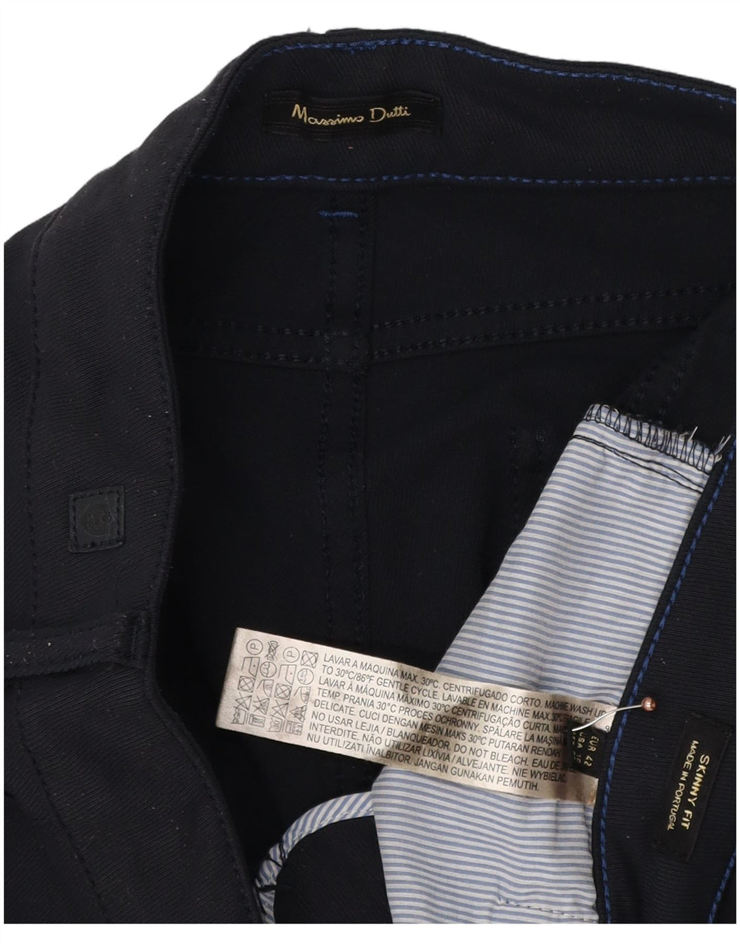 MASSIMO DUTTI Womens Crop Casual Trousers EU 42 Large W32 L26 Navy Blue