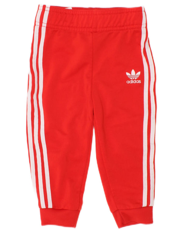 Adidas Baby Girls Joggers Tracksuit Trousers 12-18 Months Red Polyester