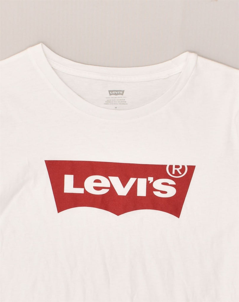 LEVI'S Womens Graphic T-Shirt Top UK 14 Medium White Cotton | Vintage Levi's | Thrift | Second-Hand Levi's | Used Clothing | Messina Hembry 