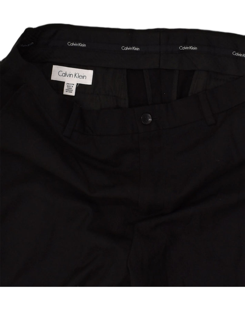 CALVIN KLEIN Mens Slim Chino Trousers W34 L34 Black Polyester | Vintage Calvin Klein | Thrift | Second-Hand Calvin Klein | Used Clothing | Messina Hembry 