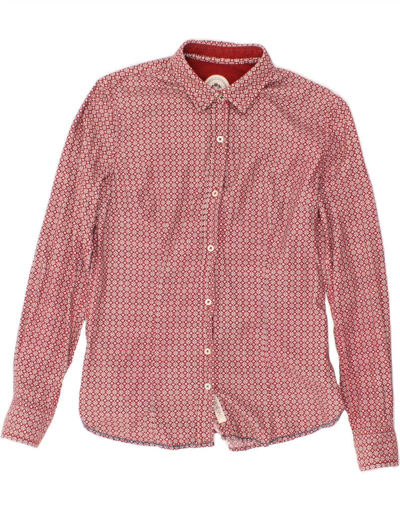 GANESH Womens Oversized Shirt US 1 2XS Red Geometric Cotton Vintage Ganesh and Second-Hand Ganesh from Messina Hembry 