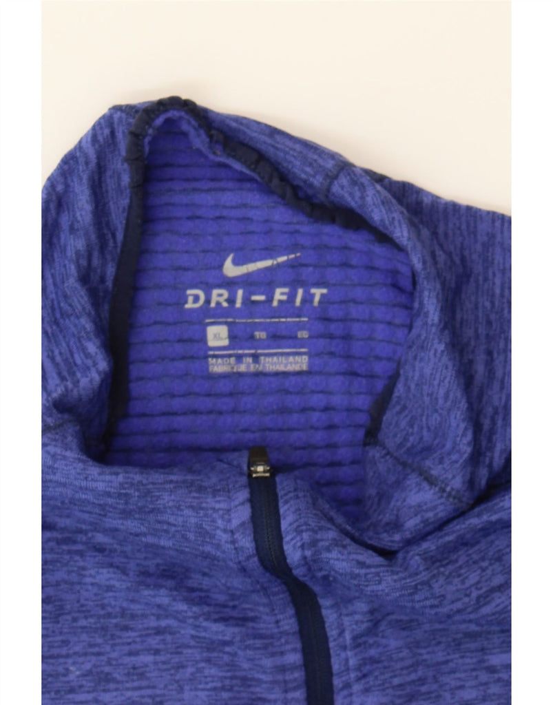 NIKE Womens Dri Fit Zip Neck Pullover Tracksuit Top UK 18 XL Blue Flecked Vintage Nike and Second-Hand Nike from Messina Hembry 