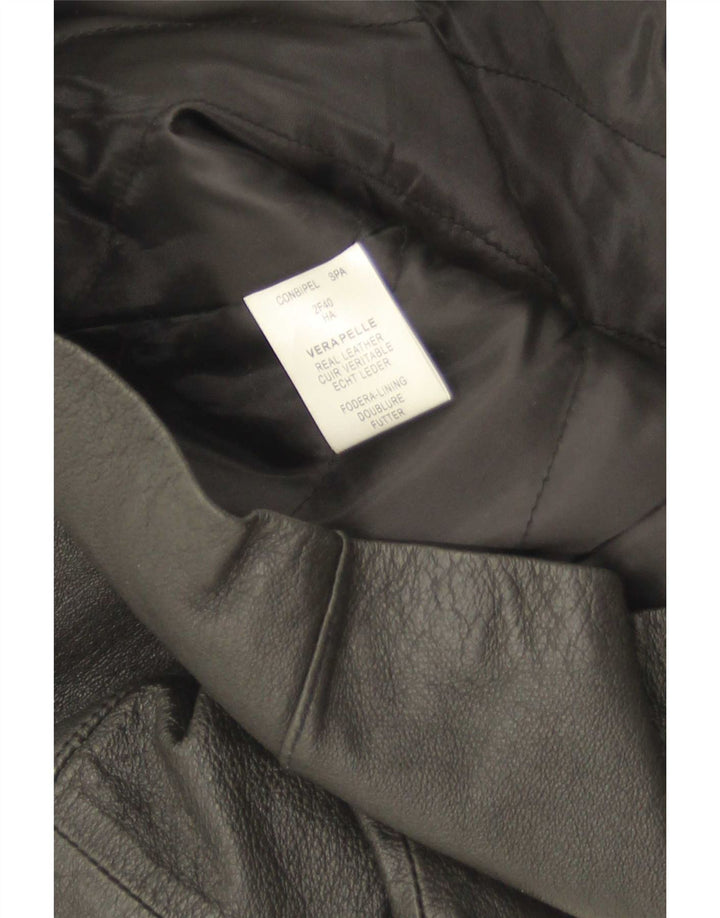 Conbipel Womens 3 Button Leather Blazer Jacket IT 48 XL Black