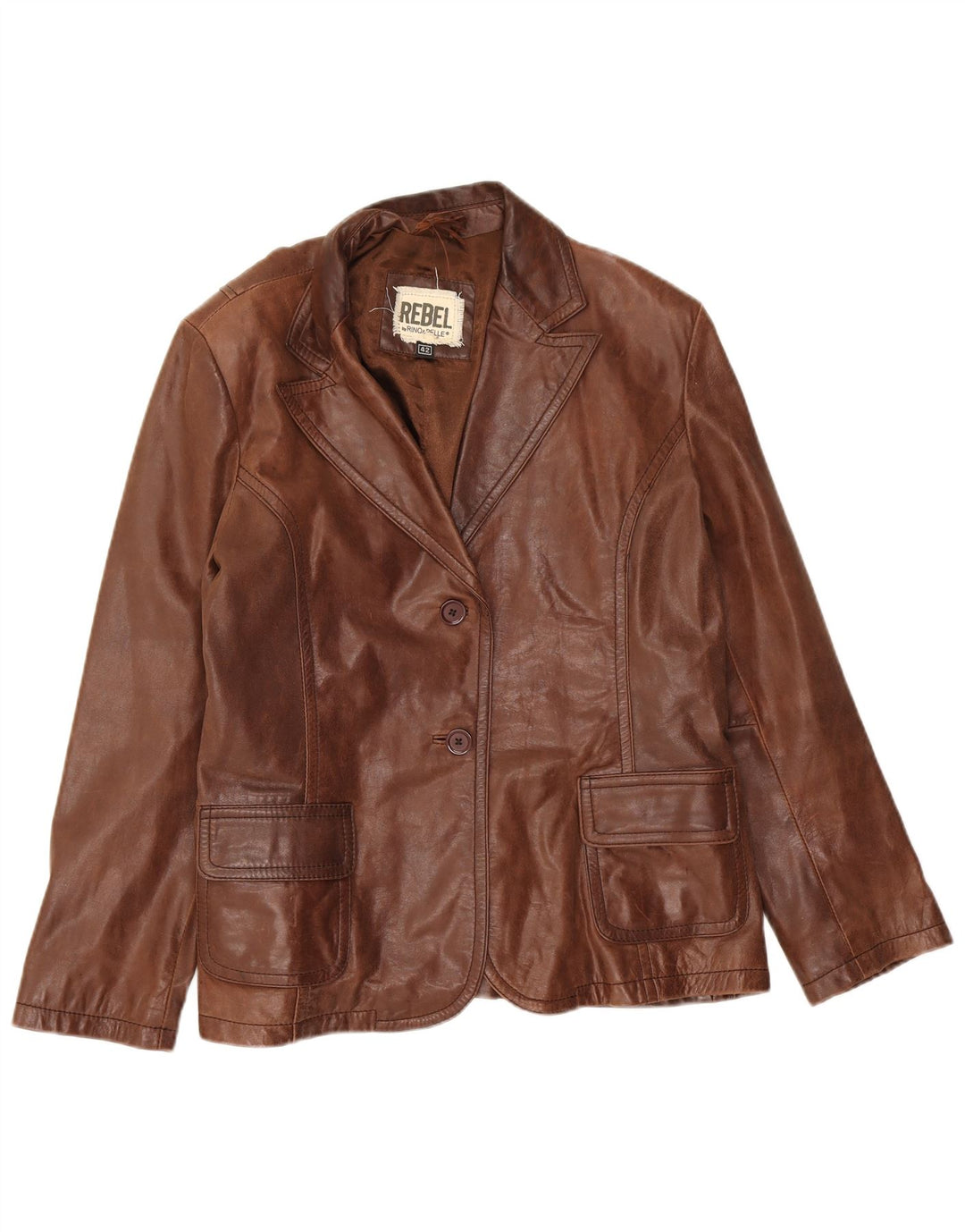 Rino & Pelle Womens 2 Button Blazer Jacket IT 42 Medium Brown Leather