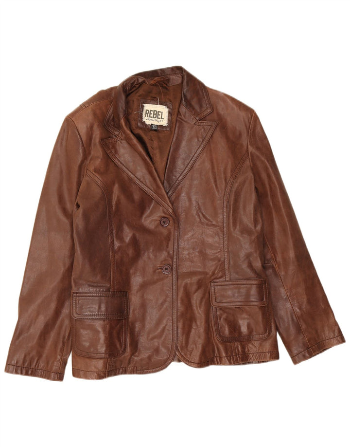 Rino & Pelle Womens 2 Button Blazer Jacket IT 42 Medium Brown Leather