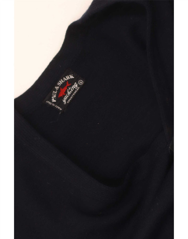 Paul & Shark Mens V-Neck Jumper Sweater Medium Navy Blue