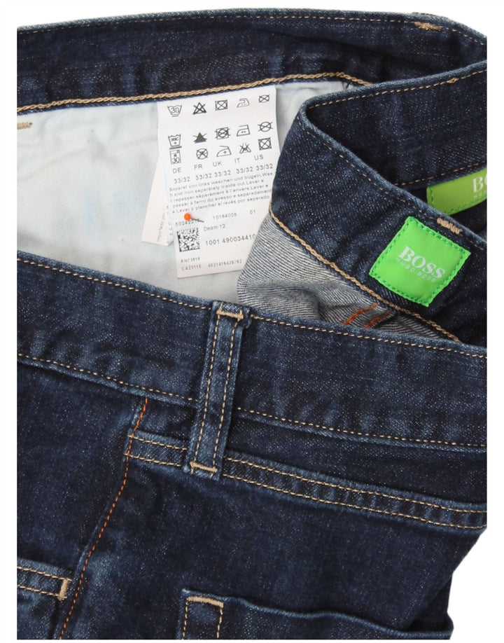 HUGO BOSS Mens Cropped Jeans W33 L25 Navy Blue Cotton