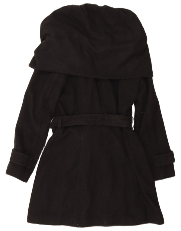 Zara Womens Trench Coat UK 12 Medium Black Wool