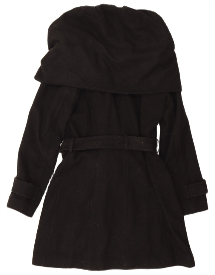 Zara Womens Trench Coat UK 12 Medium Black Wool