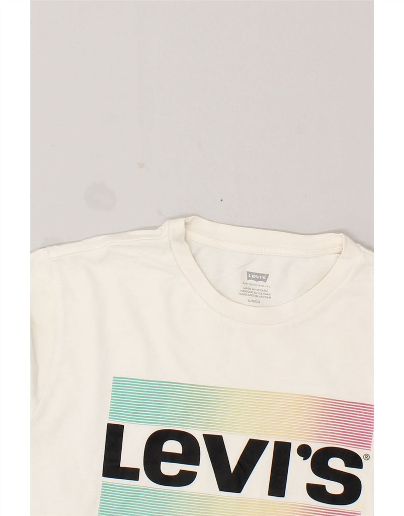 LEVI'S Womens Graphic T-Shirt Top UK 10 Small White Cotton | Vintage Levi's | Thrift | Second-Hand Levi's | Used Clothing | Messina Hembry 