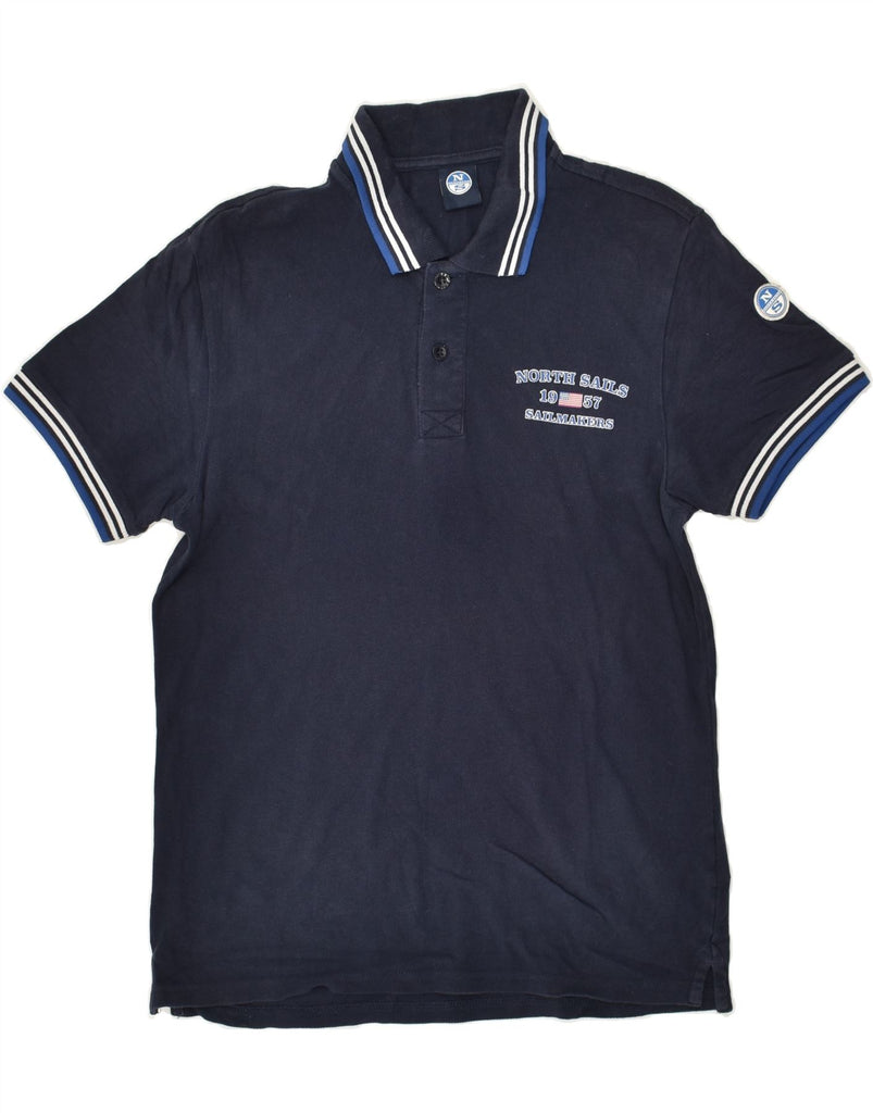 NORTH SAILS Mens Graphic Polo Shirt Small Navy Blue Cotton | Vintage North Sails | Thrift | Second-Hand North Sails | Used Clothing | Messina Hembry 