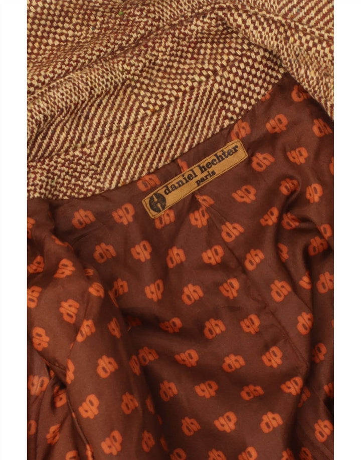Daniel Hechter Womens Overcoat UK 8 Small Brown Check