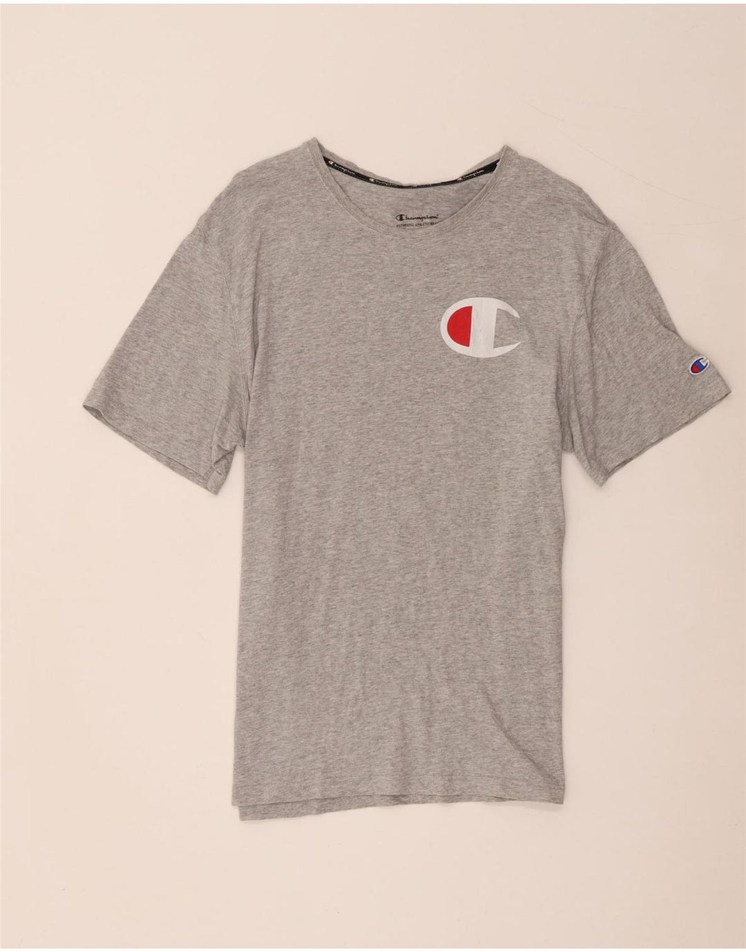 Champion Mens Graphic T-Shirt Top Large Grey Flecked Cotton