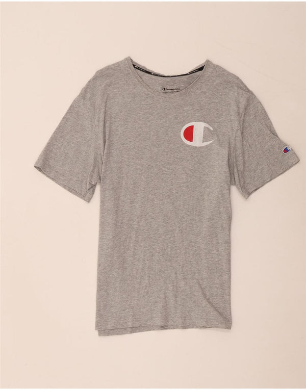 Champion Mens Graphic T-Shirt Top Large Grey Flecked Cotton
