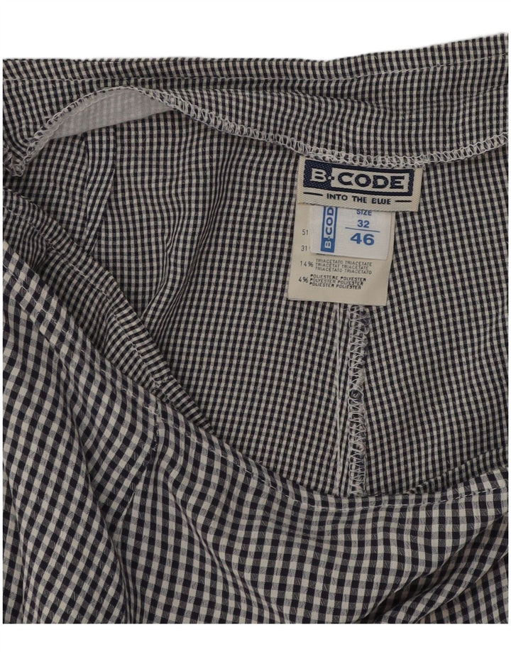 Vintage Womens Skort IT 46 Large W28 Black Gingham Rayon