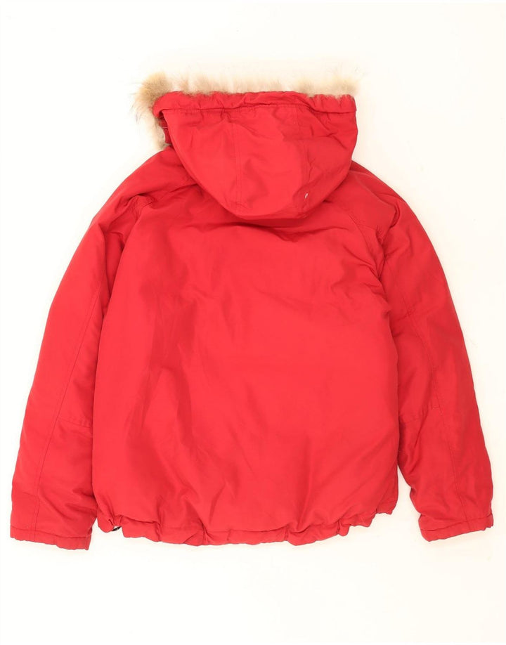 Woolrich Womens Hooded Padded Jacket UK 14 Medium Red Nylon