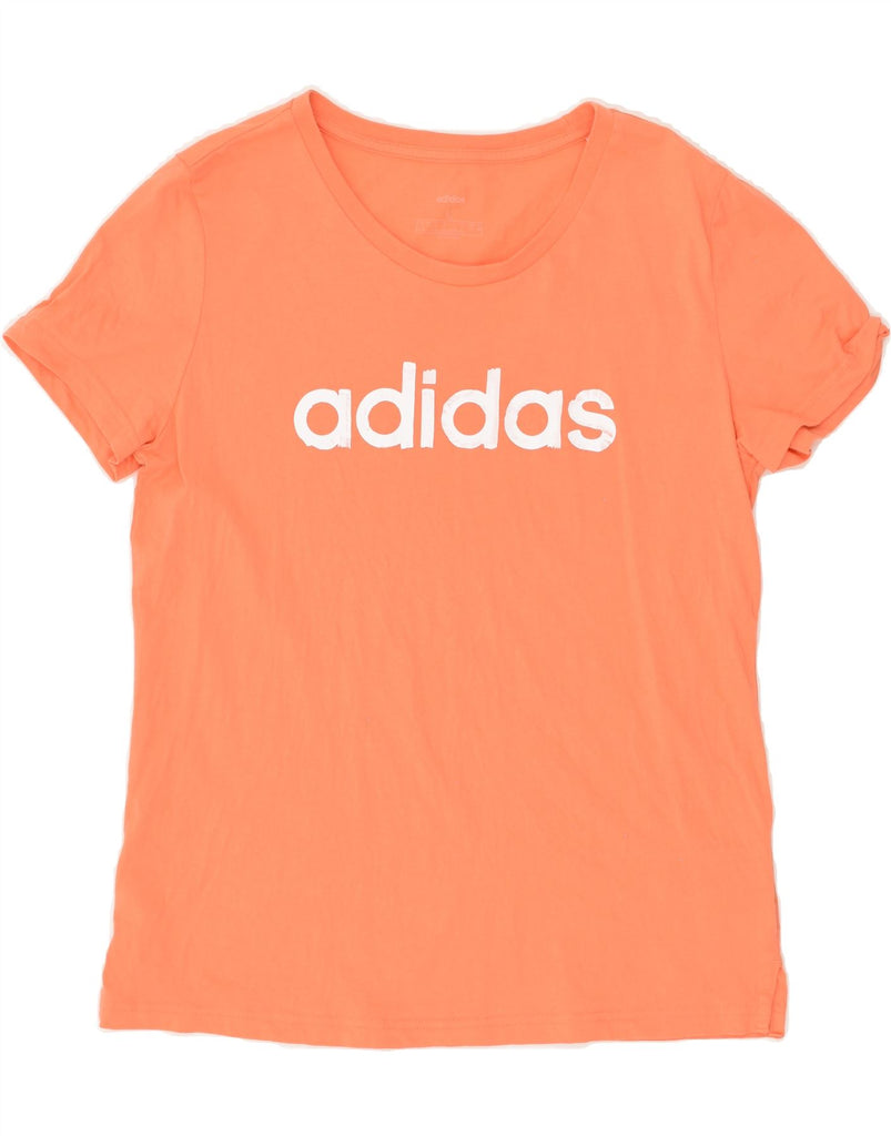 ADIDAS Womens Graphic T-Shirt Top UK 16/18 Large Orange Cotton Vintage Adidas and Second-Hand Adidas from Messina Hembry 