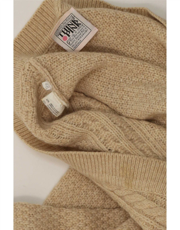 Think Pink Mens Cardigan Sweater IT 48 Medium Beige Lambswool