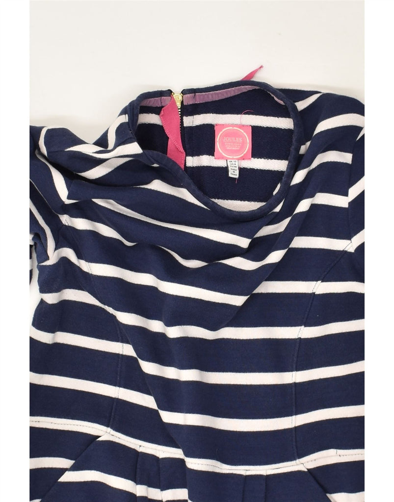 JOULES Womens Long Sleeve Basic Dress UK 12 Medium Navy Blue Striped | Vintage Joules | Thrift | Second-Hand Joules | Used Clothing | Messina Hembry 