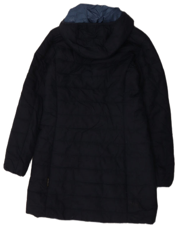 Jack Wolfskin Womens Hooded Padded Coat UK 8/10 Small Navy Blue Polyester