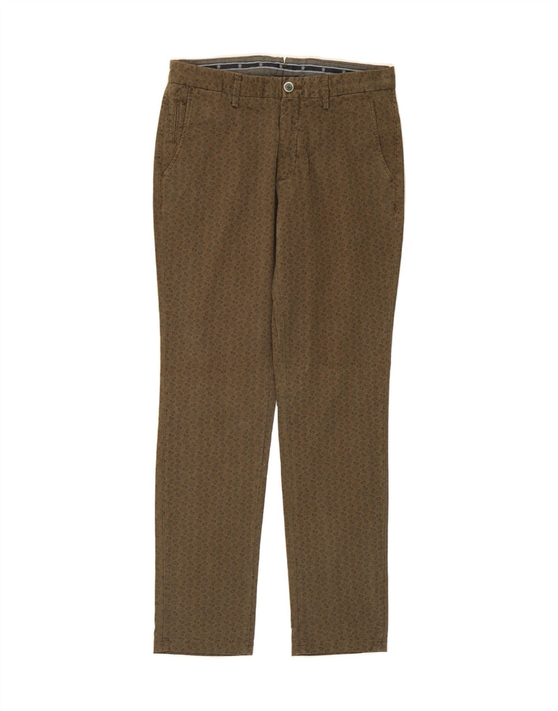MASSIMO DUTTI Mens Slim Chino Trousers EU 38 Small W30 L30 Brown Paisley Vintage Massimo Dutti and Second-Hand Massimo Dutti from Messina Hembry 