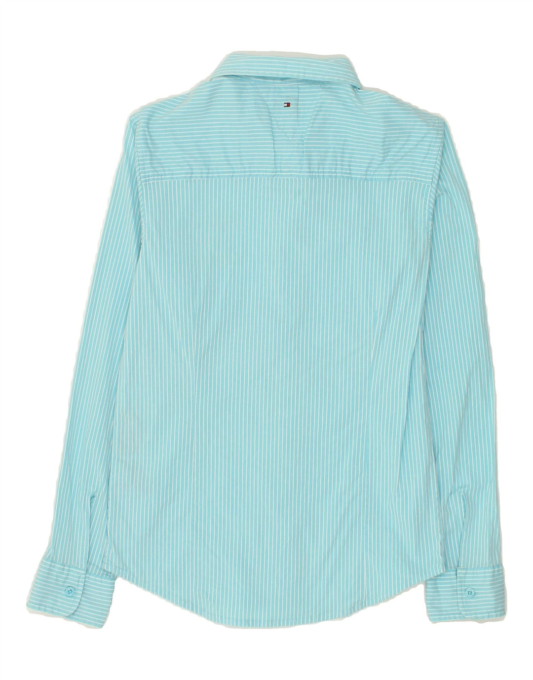 TOMMY HILFIGER Girls Shirt 13-14 Years Large Turquoise Pinstripe Cotton | Vintage Tommy Hilfiger | Thrift | Second-Hand Tommy Hilfiger | Used Clothing | Messina Hembry 