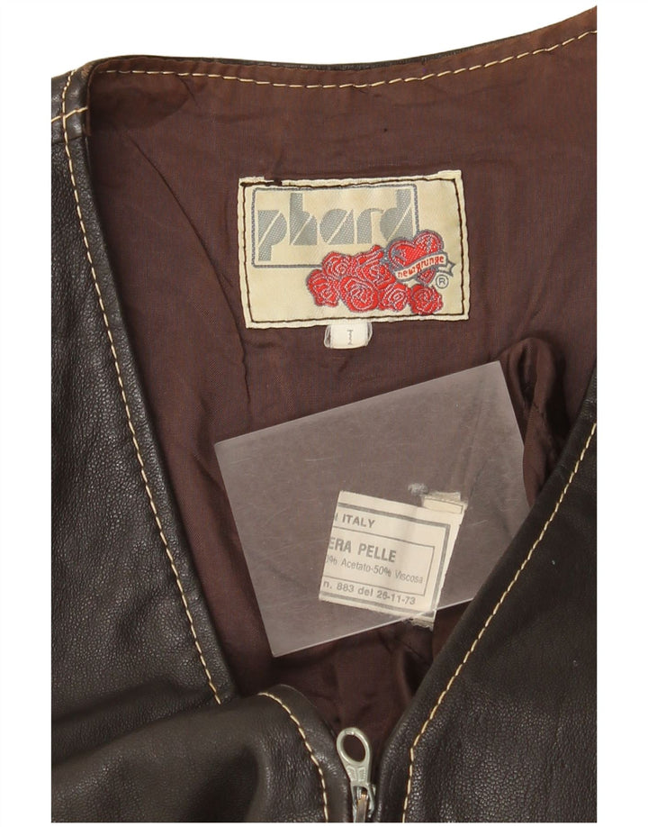 Phard Womens Leather Gilet UK 12 Medium Brown Leather